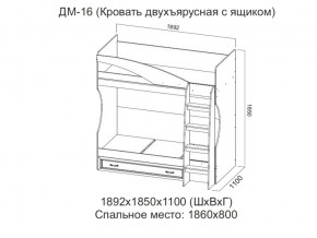 ДМ-16 Кровать двухъярусная с ящиком в Лянторе - lyantor.магазин96.com | фото