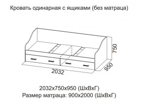 Кровать одинарная с ящиками (Без матраца 0,9*2,0) в Лянторе - lyantor.магазин96.com | фото