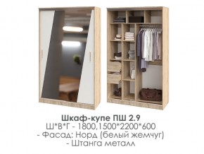 шкаф-купе ПШ-2.9 1500 Норд Белый жемчуг 1500 в Лянторе - lyantor.магазин96.com | фото